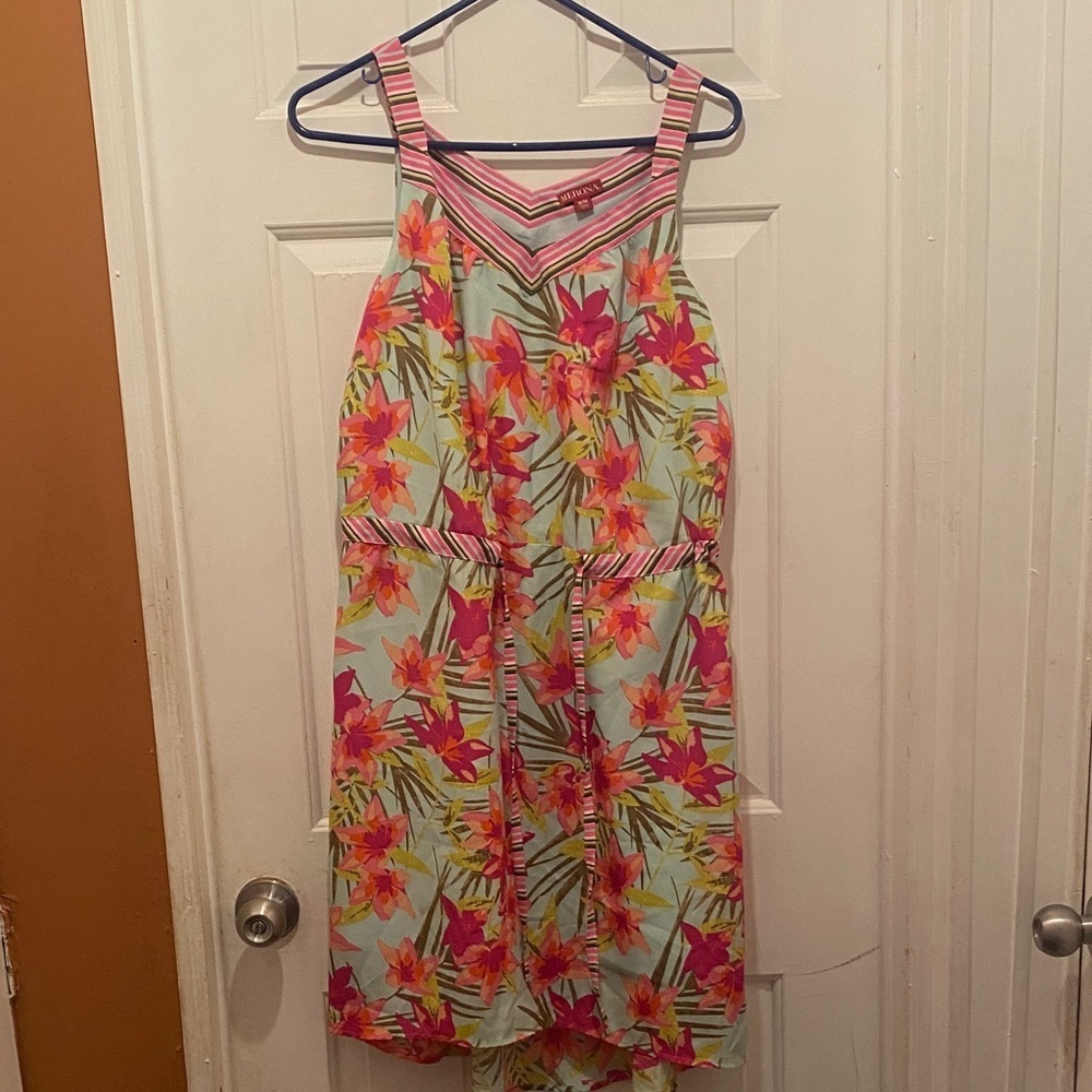 Merona Floral Midi Dress - Pink and Green